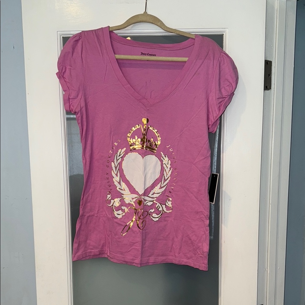 Juicy Couture Pink Cap Sleeve Graphic Tee